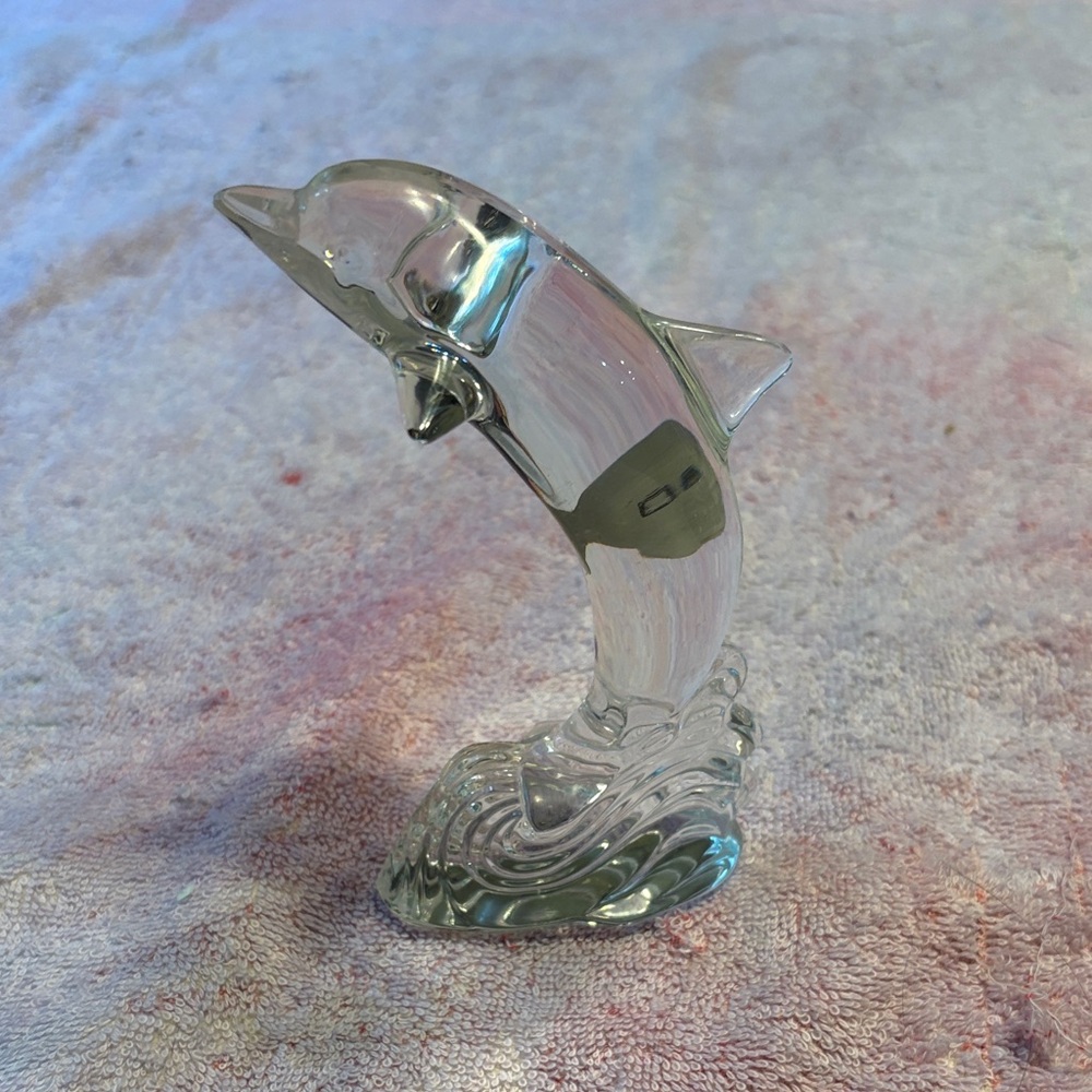 Vintage Waterford Crystal Clear and Blue Dolphin Figurine- 1999 - Picture 3 of 7